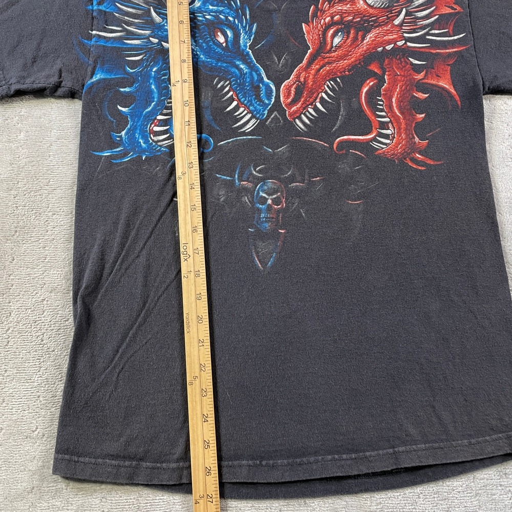 Vintage Dragon Skull Shirt Mens Medium Black Y2K 90s‎ Single Stitch Punk Grunge - Picture 5 of 8